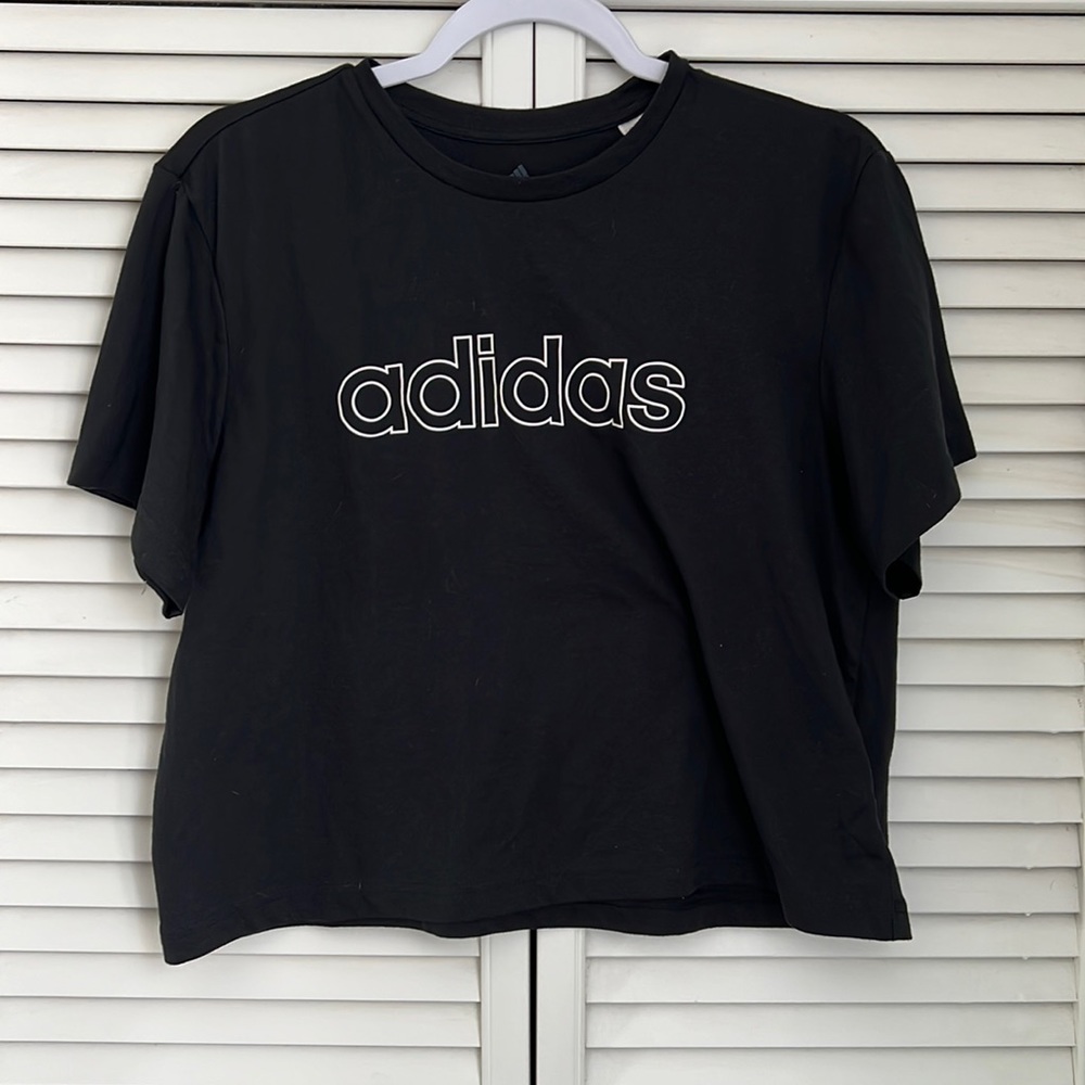 Adidas Womens Short Sleeve Crop Tee Black an White